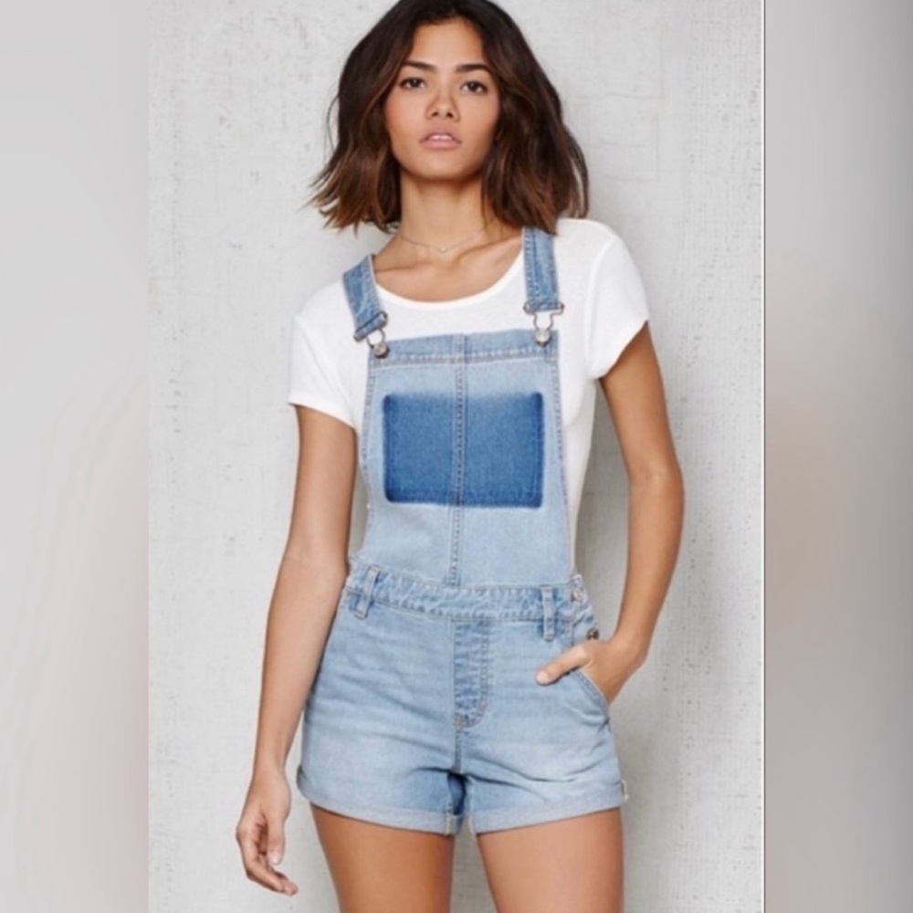 Pacsun overalls light blue distress size small  beach festival denim shorts